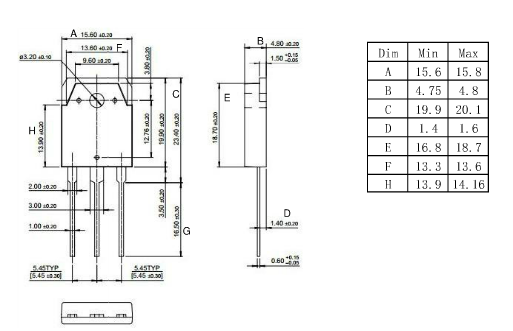 60A600V快恢复二极管HFD6060PD封装尺寸