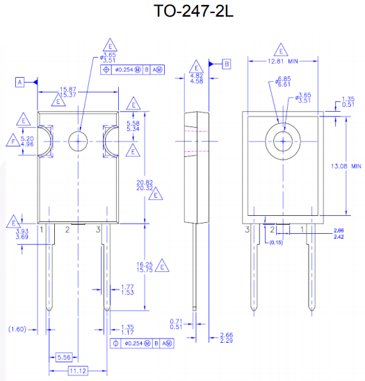 75A1200V快恢复二极管HU75120H封装尺寸