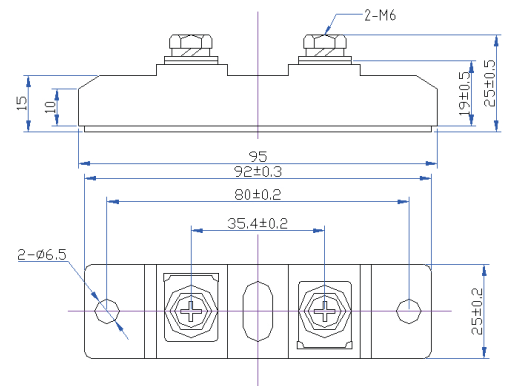 280A400V快恢复二极管模块封装外形及尺寸