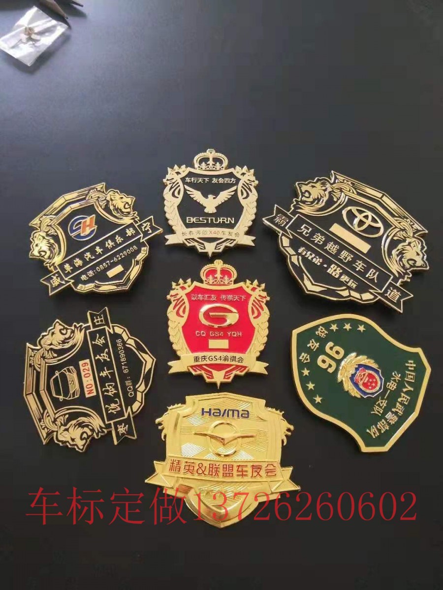 厂家定制四川阿坝 车友会车标设计图 中网金属车贴 锌合金立体车标