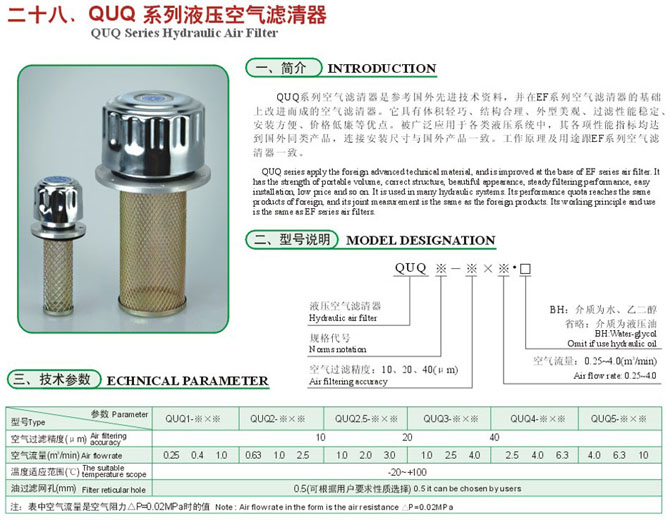 淮北QUQ4-20*4.0,液压空气过滤器,价格实惠
