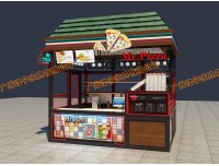 青岛美食街售卖亭 广场饮品零售花车 景区仿古售票亭